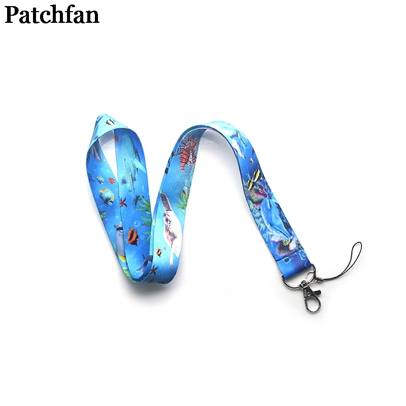 Patchfan Seaworld океан винтажное искусство крутые мужские lanyards ключи в мобильном телефоне ремни Ожерелье держатели карт ленточки A2130