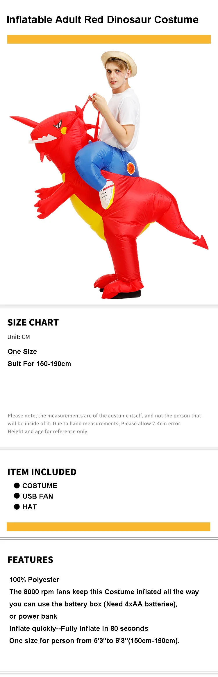 Costume Box Size Chart