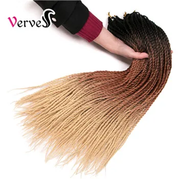 VERVES 24 дюйма Омбре Сенегальские вьющиеся волосы 30 корней/упаковка крючком косички синтетические косички волосы для женщин серый, Бонд, розовый, коричневый - Цвет: Кофейный коричневый/24#