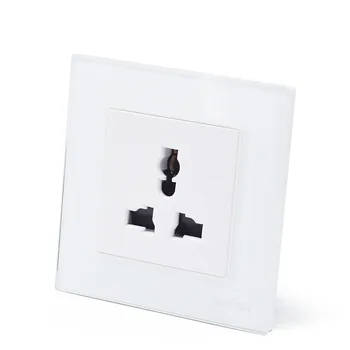 

EU/UK/AU/US Standard Electrical Outlet 86* 86mm,White Crystal Glass Panel Wall Power Socket Plug Grounded