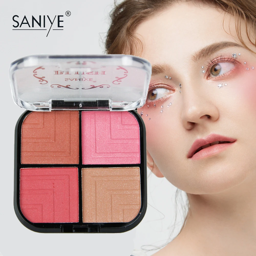 

SANIYE 4 Colors Eyeshadow Powder Blush Palette 3D Face Contour korean Blush Powder Face Make up blush E0423