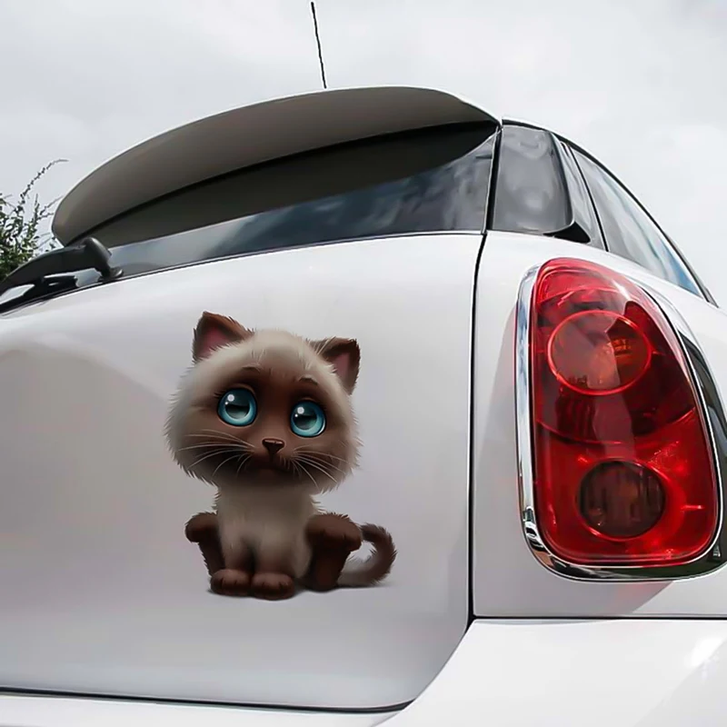 1 шт., 15*18 см, милые наклейки на кузов автомобиля с изображением кота, 3D наклейки на автомобиль, гоночная боковая дверь, Длинные полосатые наклейки, Авто Виниловая Наклейка