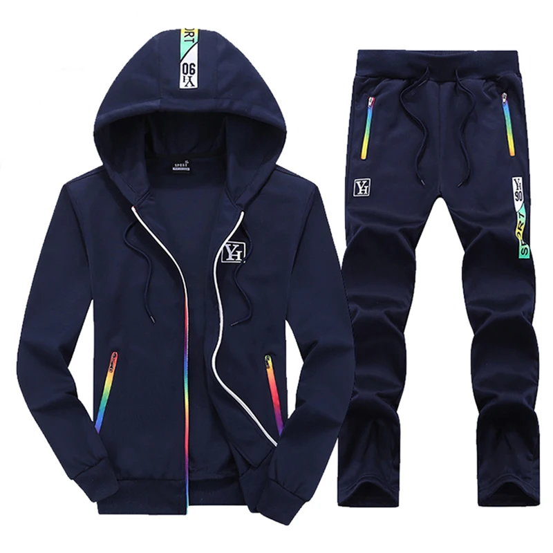 2019 LBL Slim Tracksuits Men Set Autumn Winter Zipper Hoodie Sweatsuits
