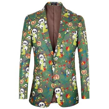 

Men's Blazers Popular Spring and Autumn Men's Fashion Slim Printed Suit Men's Premium Single Button Jacket