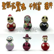 6pcs/set The Nightmare Before Christmas Jack Skellington Sally Tim Burton 4cm Pvc Tumbler Action Figure Collection Toy Doll