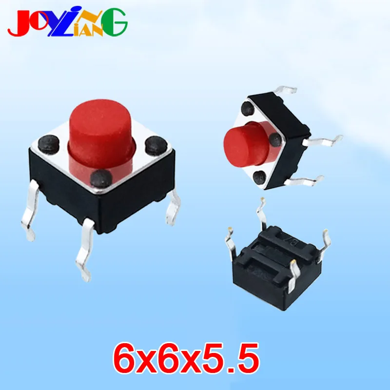 Joying Liang Красный 6*6*5 5 четыре-ножной сенсорный выключатель 4 булавки 6x6x5 мм медь ног