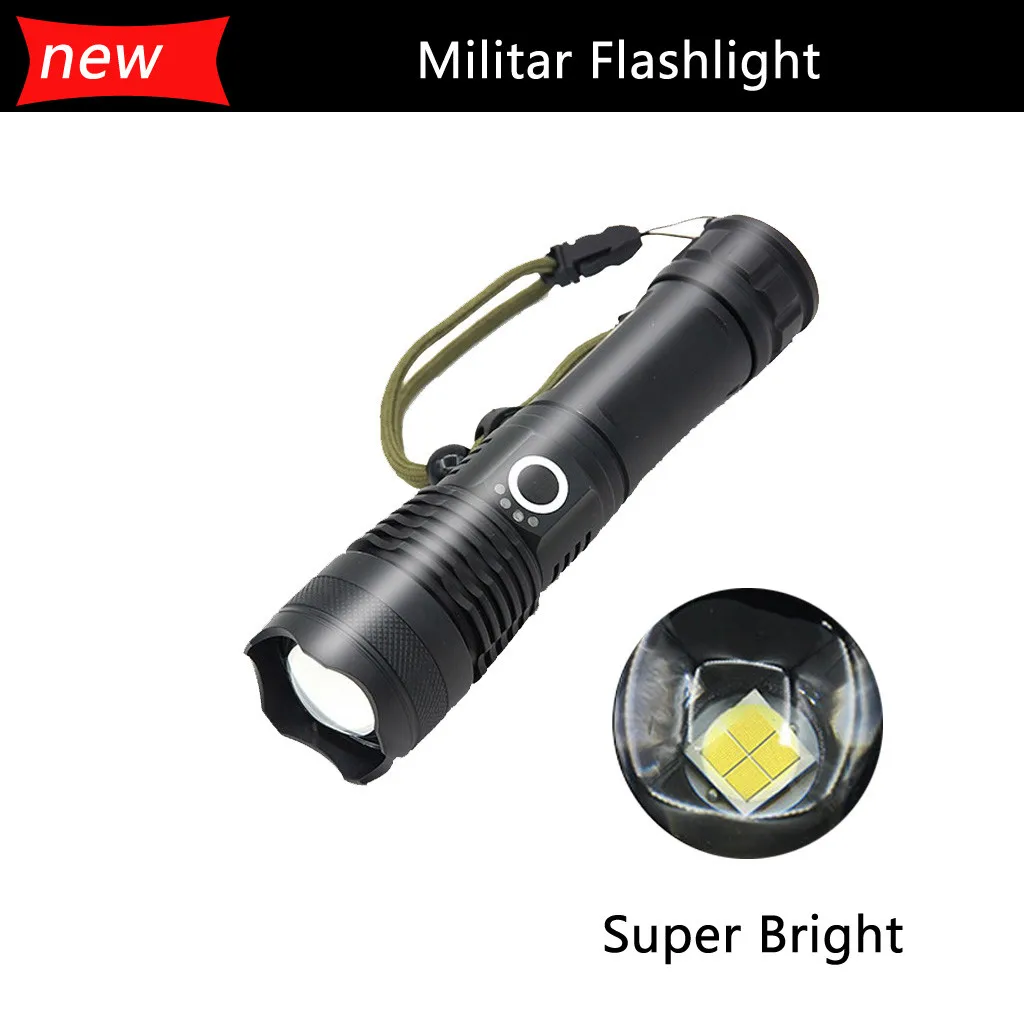 

100% brand new and high quality P50 LED Super Bright Tactical Militar Flashlight 5 Modes Zoom Rechargeable 30
