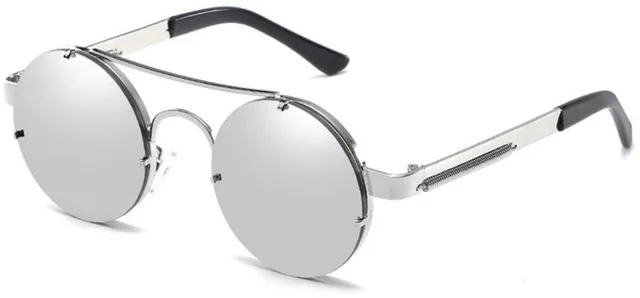 Новые ретро круглые солнцезащитные очки в стиле стимпанк женские роскошные популярные металлические Весенние солнцезащитные очки для мужчин большие зеркальные линзы Oculos - Цвет линз: silver silver