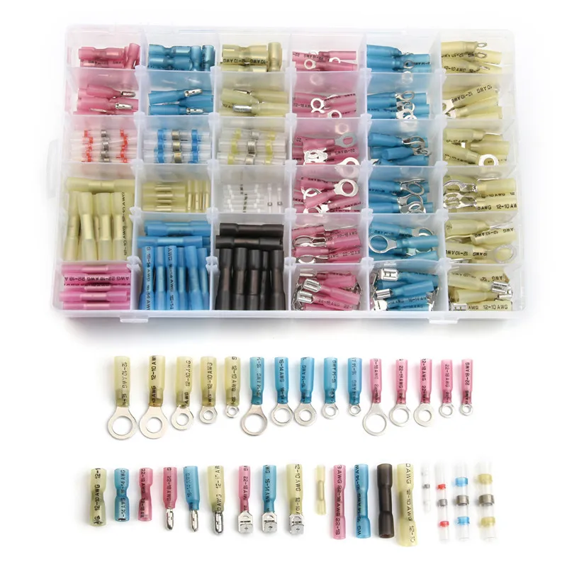 

420pcs Fullly Insulated Waterproof Crimp Terminals Assorted Kit Heat Shrink Butt Spade Bullet Wire Connecters Terminals
