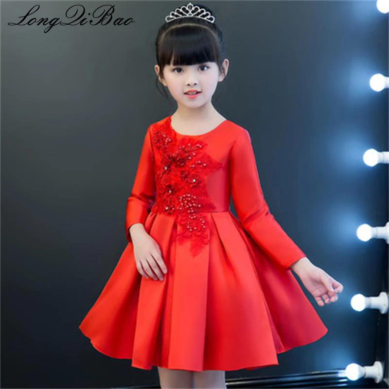 Baby girl cotton embroidery dress princess dress baby birthday dress in the big boy girl piano show dance costume winter long sl