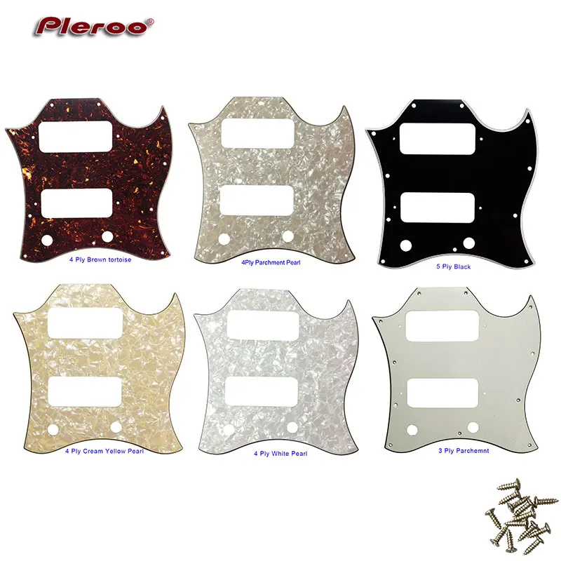 

Pleroo Guitar Parts - For Standard Full SG Style Route P90 Pickups Guitar pickguard Scratch Plate