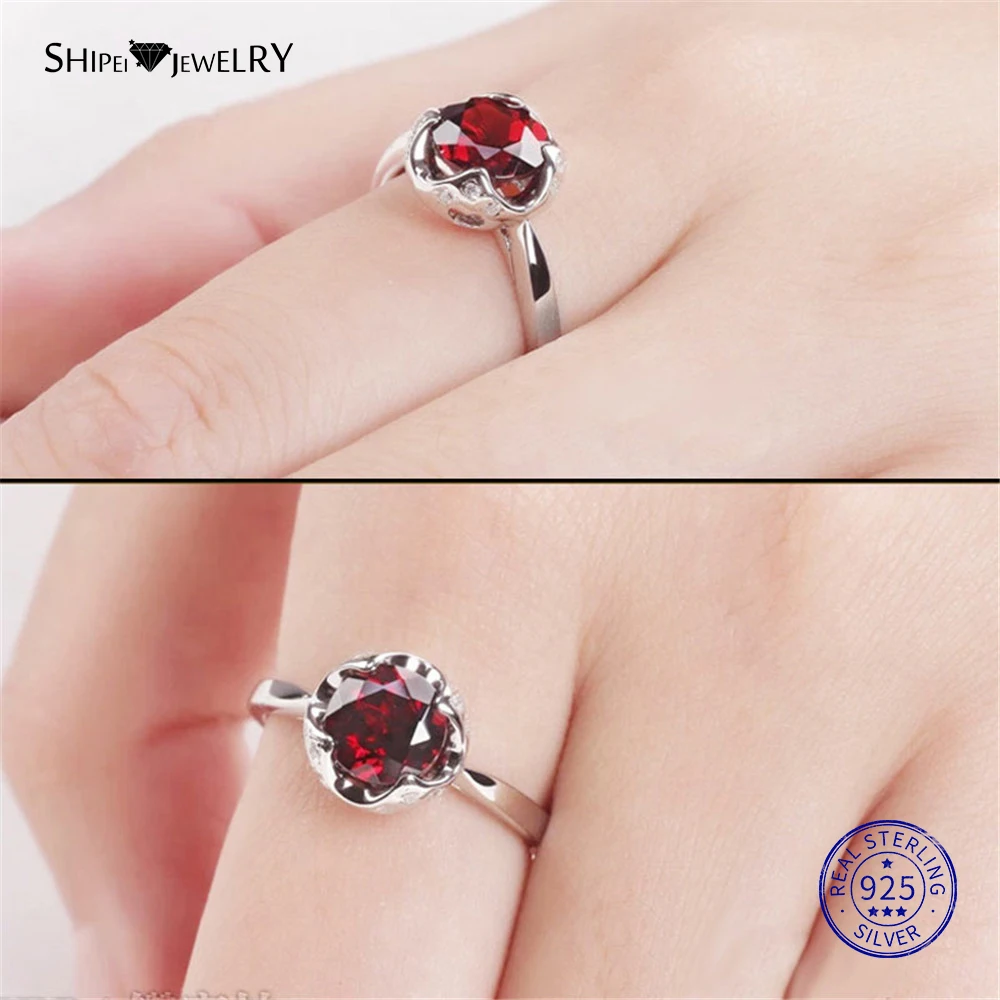 Кольцо Shipei с рубином из муассанита для женщин, серебро пробы, розовый сапфир, драгоценный камень, обручальное кольцо, Подарок на годовщину