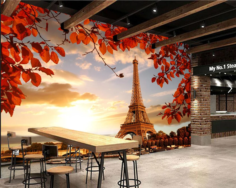 Papel de parede Autumn Eiffel Tower Paris photo Leaf 3d wallpaper,living room TV sofa wall bedroom wall papers home decor mural Papel de parede Autumn Eiffel Tower Paris photo Leaf 3d wallpaper,living room TV sofa wall bedroom wall papers home decor mural