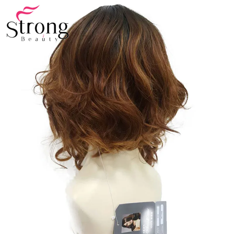 StrongBeauty короткий черный/коричневый Омбре Боб, боковая часть, без челки полный синтетический парик выбор цвета
