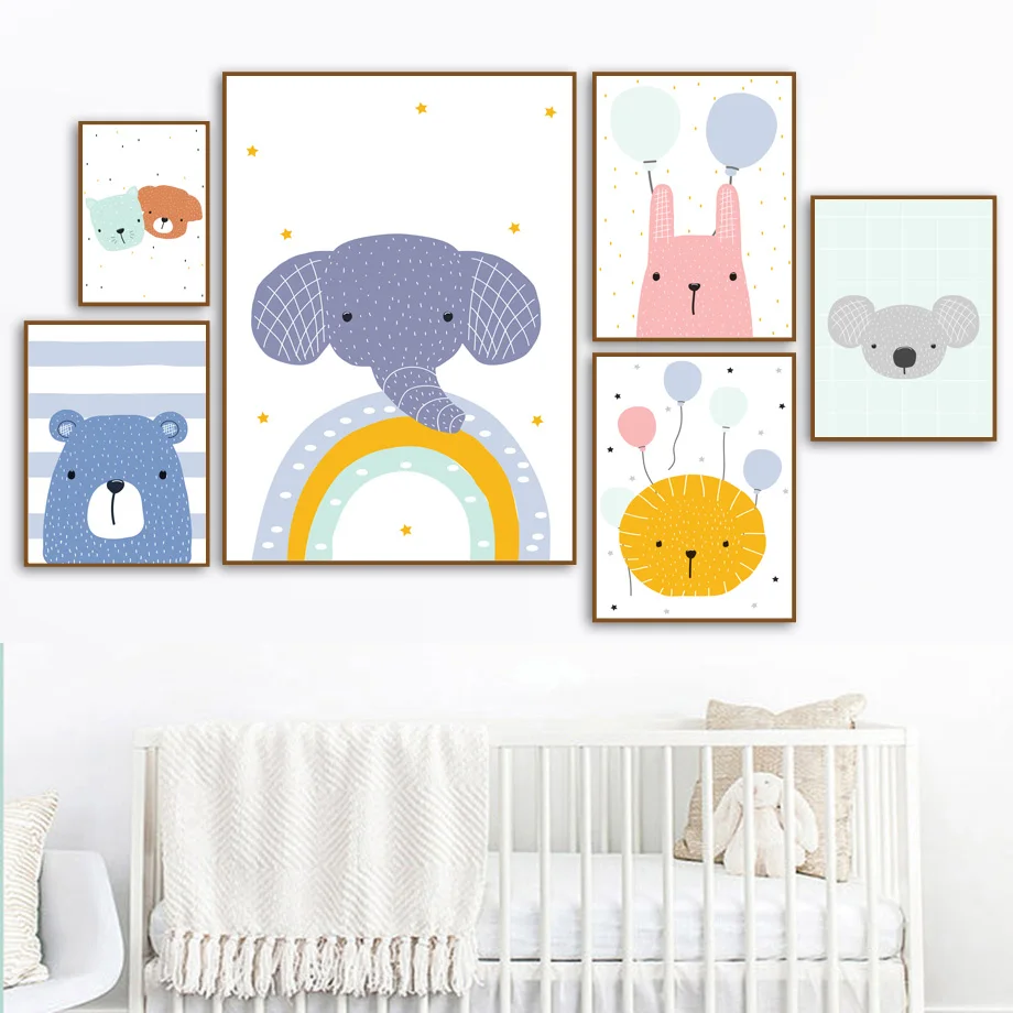 Nordic-Posters-And-Prints-Cartoon-Bear-Rabbit-Koala-Rainbow-Balloon-Wall-Art-Canvas-Painting-Wall-Pictures(1)