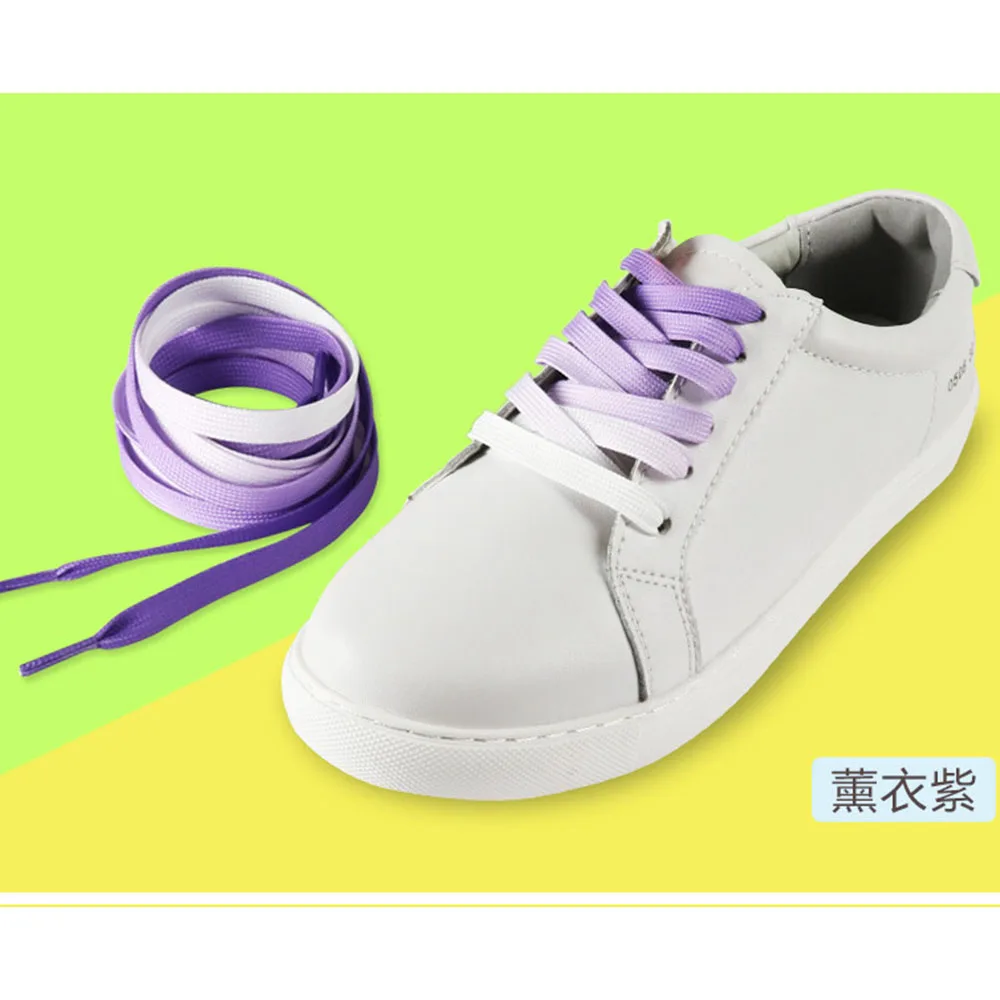 1 пара шнурки градиент цвета конфеты плоские круглые ботиночки Ботинки со шнурками - Цвет: Белый