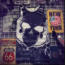 Хип-Хоп череп на бак топы Мужские Лето 3d сетчатый жилет облегающие футболки без рукавов проветриваемая одежда для бодибилдинга 4XL