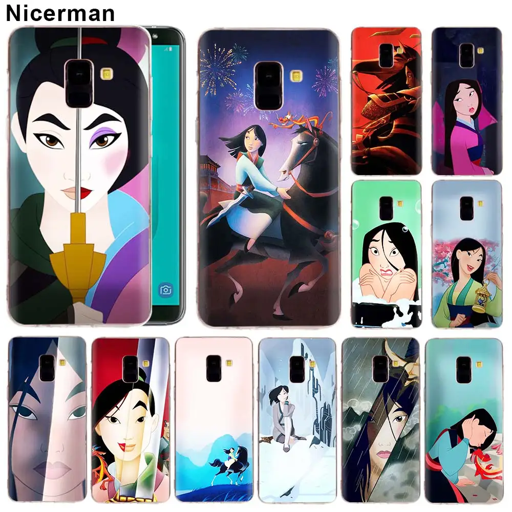 

Clear Silicone Capa for Samsung Galaxy J8 J6 J4 Plus 2018 A50 A70 A80 Note 8 9 TPU Cover Mulan princess Soft Case