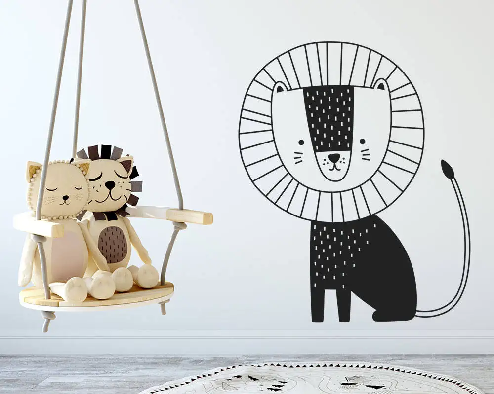 Lion Wall Decal Cute Nursery Wall Decal Jungle Animal Wall Decal Lion