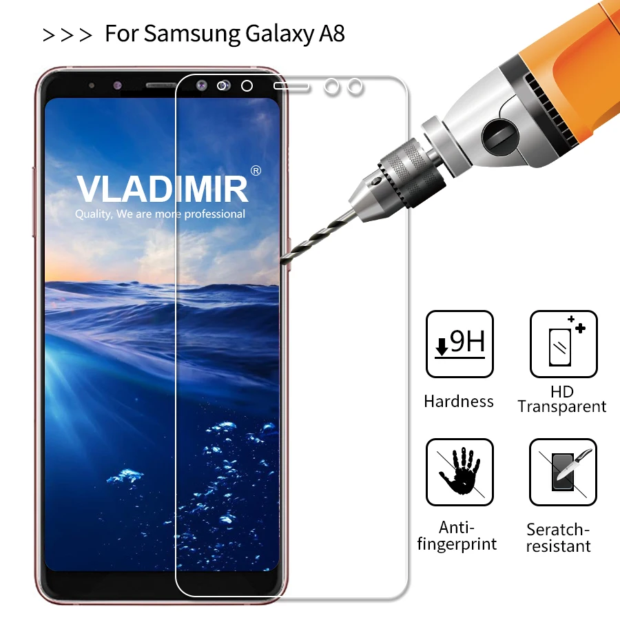Vladimir Tempered Glass for Samsung Galaxy A8 2018 2.5D 9H Protective Film Screen Protector For + Clear | Мобильные телефоны и