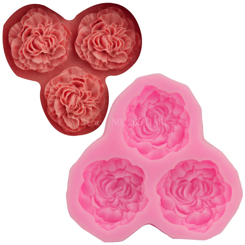 3 удержания цветок розовая силиконовая форма для помадки мыло 3D форма для торта, капкейков желе Конфеты Шоколад украшения выпечки инструмент формы FQ1792