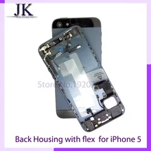 Black/White/Gold Replacement parts for iphone 5 full housing case metal alloy back cover+flex cable+buttons assembly Print imei