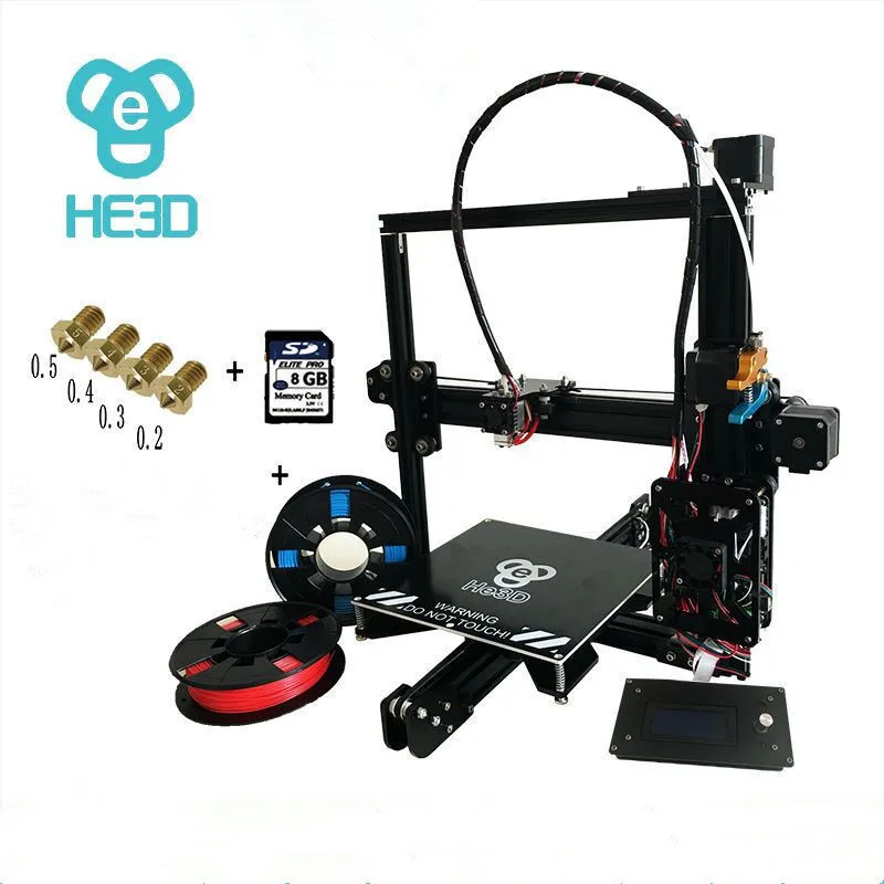  2017 Newest HE3D I3 Aluminium Extrusion reprap 3D Printer kit printer 3d printing 2 Rolls Filament 8GB SD card LCD As Gift 