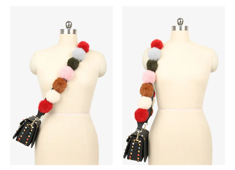Новый лоскутное цвет Мех животных дизайн для женщин сумки ремень модный пояс шикарный кожаный плечевой ремень подходящая сумк