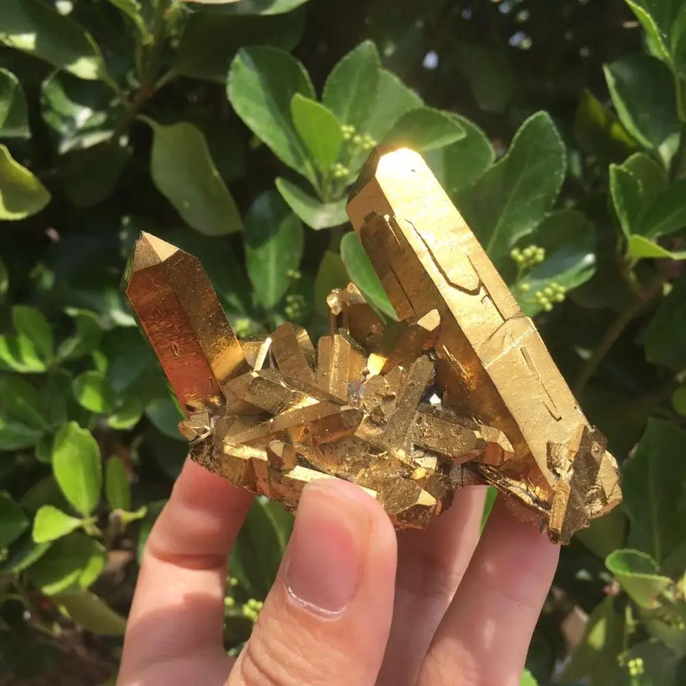 70-80g Natural Gold Yellow Quartz Aura Crystal Cluster Specimens