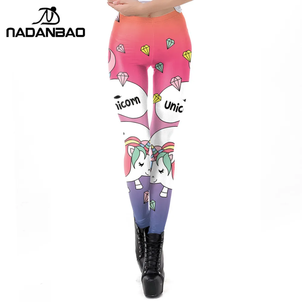

NADANBAO 2019 Spring 3D Unicorn Leggings Women Diamond Printed Workout Legging Flexible Fitness Leggins Plus Size Female Legins