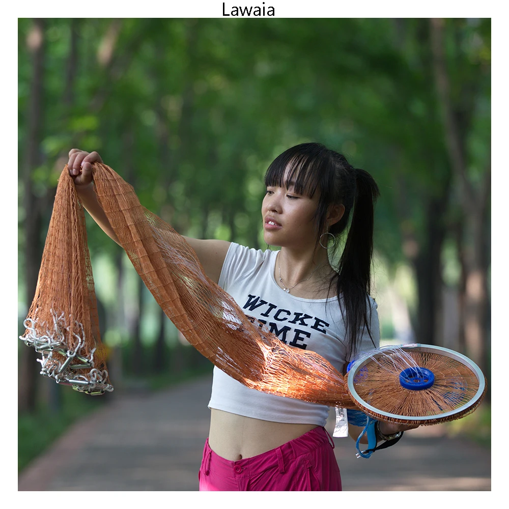

Lawaia Fly Fishing Net American Iron Fishing Network 1*1cm Mesh Cast Net Hand Throw Fast Sinking Cast Net 2.4m-5m