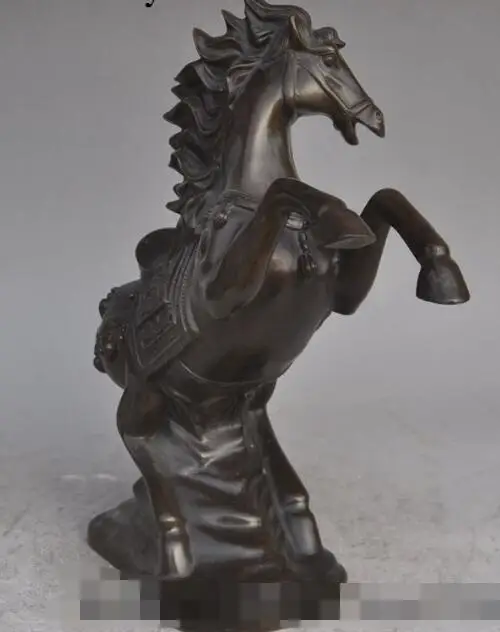

Free Shipping S00793 12"Chinese Classical Bronze Feng Shui Zodiac Lucky horse run Steed Animal statue