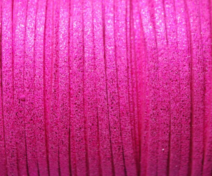 

Free Ship 100 Meters 5mm x 1.5 mm Metallic Hot Pink Faux Leather Suede Leather cord lace leather cord