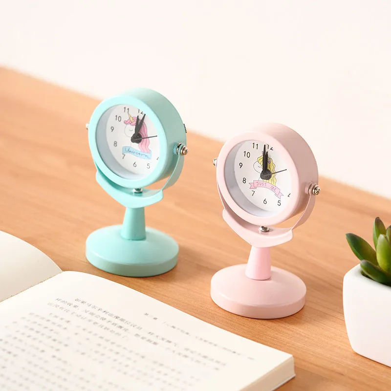 Creative Cute Girls Baby Unicorn Mini Retro Alarm Clock Pink Green Metal Shell Table Clock Student Portable Desk Decor Clock Creative Cute Girls Baby Unicorn Mini Retro Alarm Clock Pink Green Metal Shell Table Clock Student Portable Desk Decor Clock
