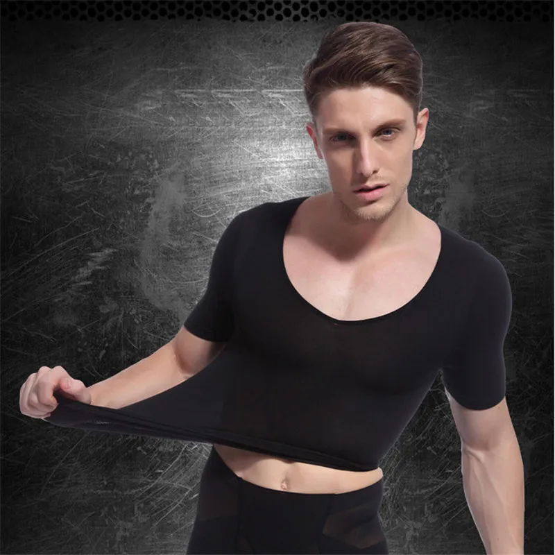 

Men's Hot Body Shapers Slimming Waist Belly T-shirts Posture Corrector Abdomen Underwear Male Compression Body shapewear
