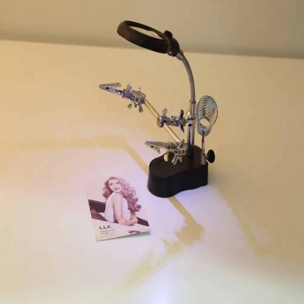 ICOCO 12X 3rd помогая клип светодиодный освещение ручной чтение увеличительное Подставка под паяльник Стекло Len лупа свет стол