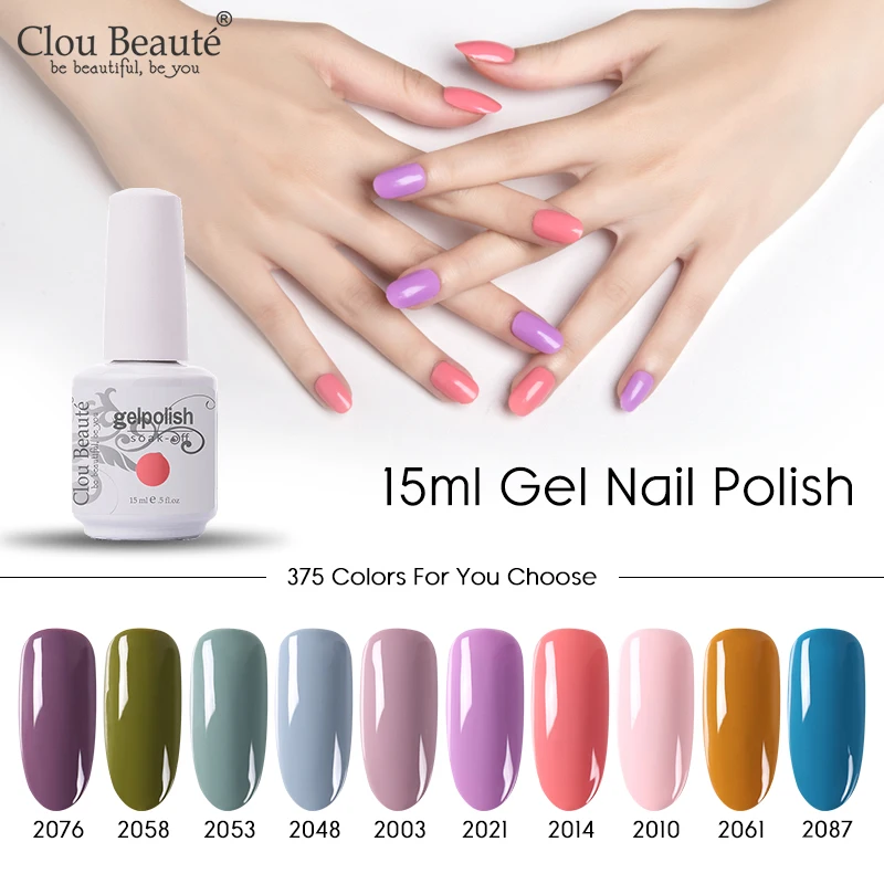 Clou Beaute 375 цветов набор гель-лаков полуперманентный Vernis Матовый верхний слой УФ-гель для ногтей топовый лак впитывающий Гель-лак