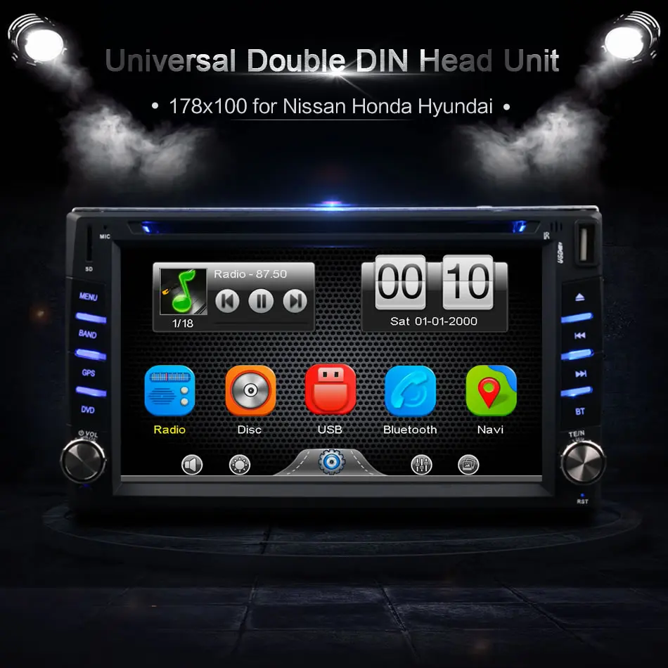 Discount 2Din Universal Car In Dash Touch Screen Bluetooth Radio CD DVD MP3 Video Media Player Head Unit Stereos (Without GPS) 0