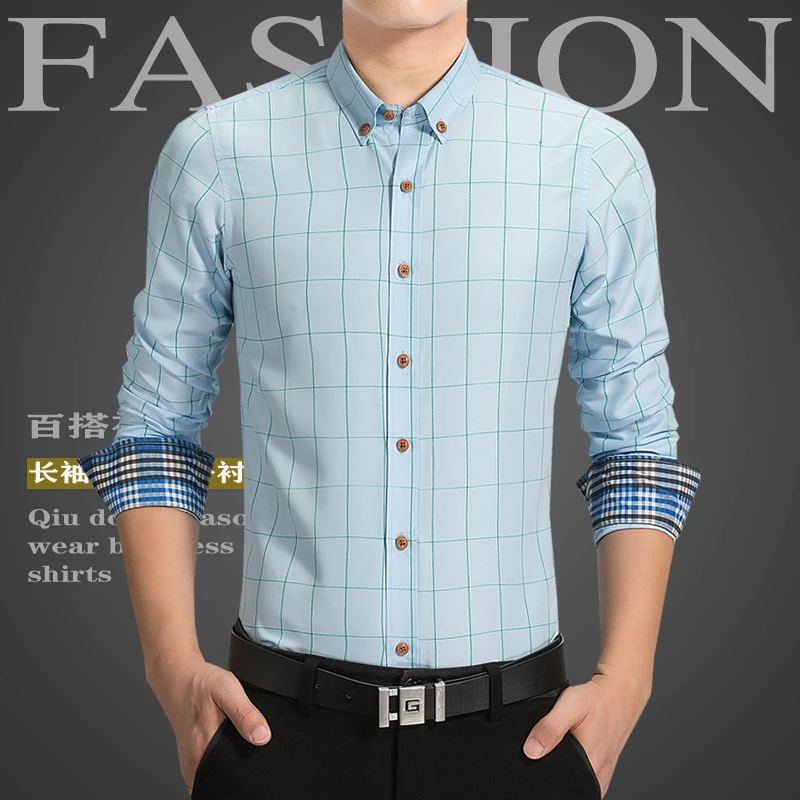 Красная Новая Осенняя Модная брендовая мужская одежда Slim Fit Мужская рубашка с длинными рукавами мужские клетчатые хлопковые рубашки повседневная мужская рубашка большого размера M-5XL
