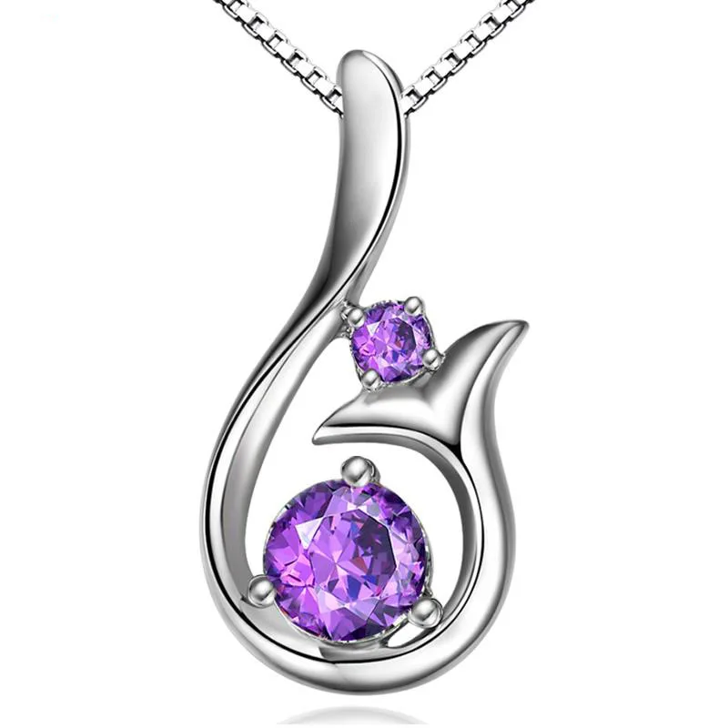

Beautiful Women Jewelry Silver plated Pendant Purple White Rhinestone Inlaid Female Mermaid fish Floating Party Charms