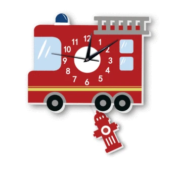 

2018 New Arrival Fire Truck Wall Clock With Pendulum Silent Movement Funny Hanging Watch For Kids Room Bedroom Decoration Gifts