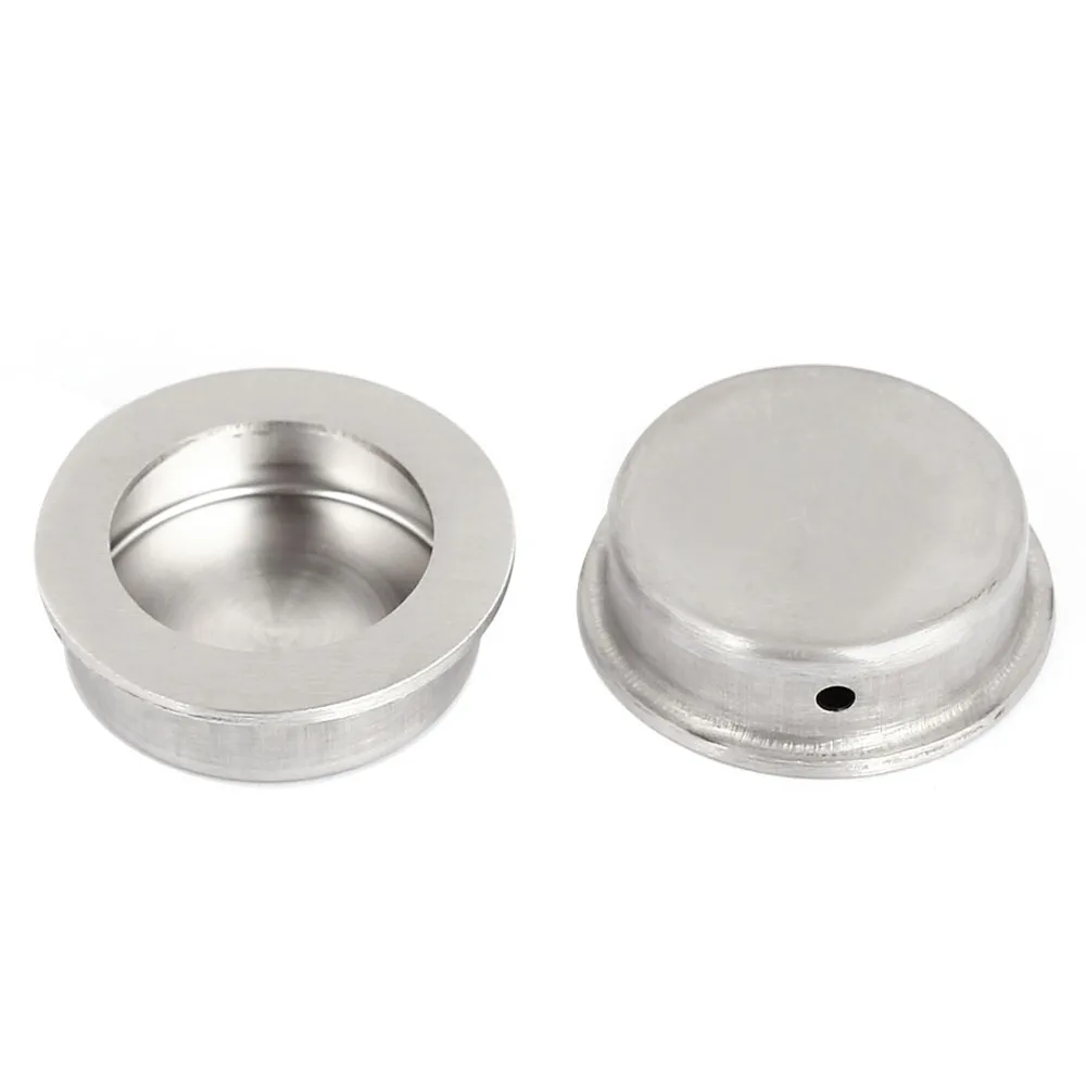 2 Pcs High Quality Sliding Door Drawer Stainless Steel 40mm Diameter Round Recessed Flush Pull Handle