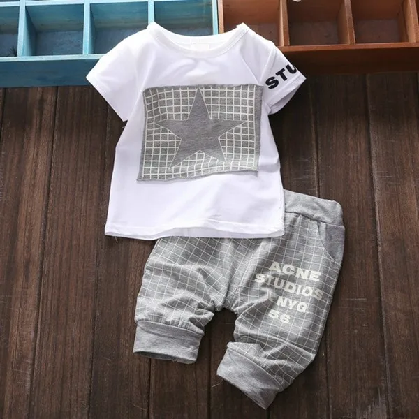 Baby Kids Boys Girls Clothing Sets 4 Colors Casual Style Stars Printing Clothes Kids Clothes 06