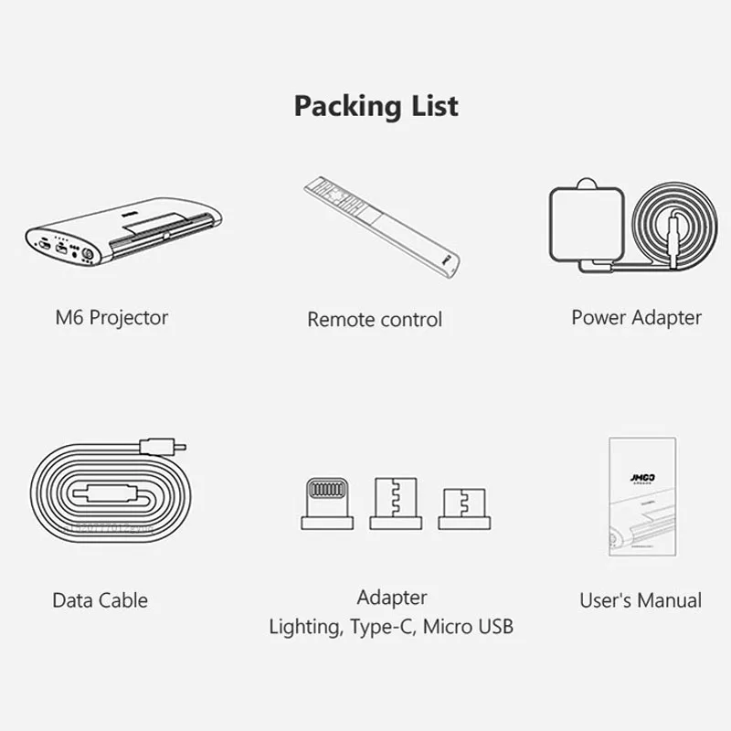 JMGO proyector inteligente M6. ¿Android 7,0 soporte 4 k 1080 P decodificar? Conjunto en WIFI Bluetooth HDMI USB láser pluma MINI proyector - 6