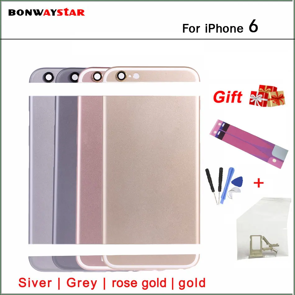 

For IPhone 6 6G Back Middle Frame Chassis Housing Rear Cover Battery Door For IPhone 6 case Metal Cover with LOGO Custom IMEI