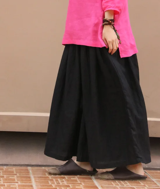 Pantalón Grande Mujeres Más Pantalones Verano Negro Respirar Fresco Pantalones Falda Lino Suelta Y Vintage Blanco Llamarada Tamaño Longitud Puro Tobillo FWqH5Uq