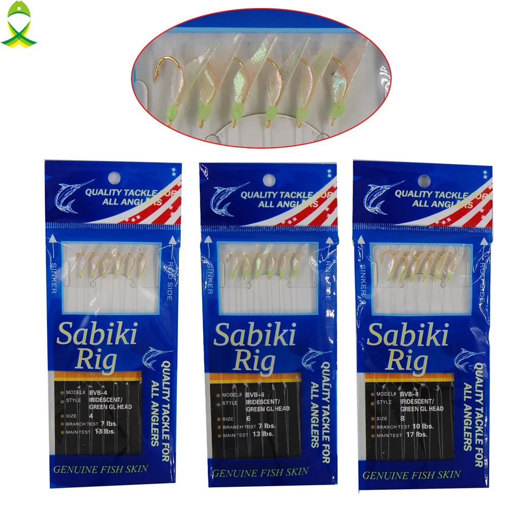JSM 60 шт. = 10 упаковок/партия рыболовные снасти Sabiki приманки с светящимися бусинами