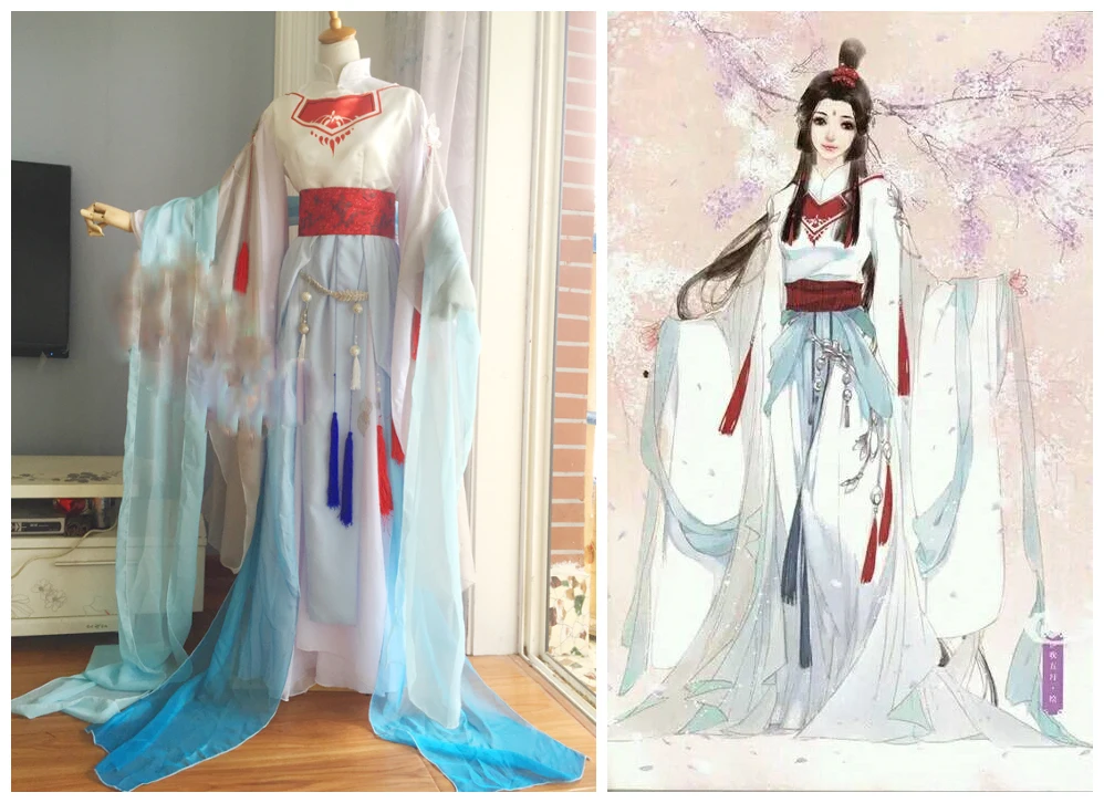 

3 Designs White Light Color Fairy Immortal Costume Hanfu cos Feng Jiu for Anime TV Play San Sheng San Shi Pillow Book Bai Qian