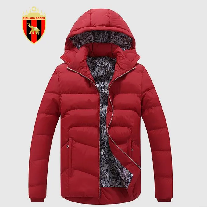 

RICHARD ROGER Brand Mens Winter Jackets and Coats Thicken Warm jacket Men Coat Hooded Cotton-Padded Male Clothing Hommer Parkas