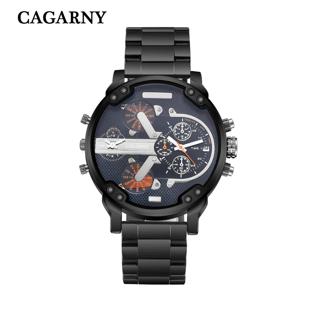Brand Watch Men Quartz Mens Watches Stainless Steel Watchband Dual Time Zones Military Wristwatches